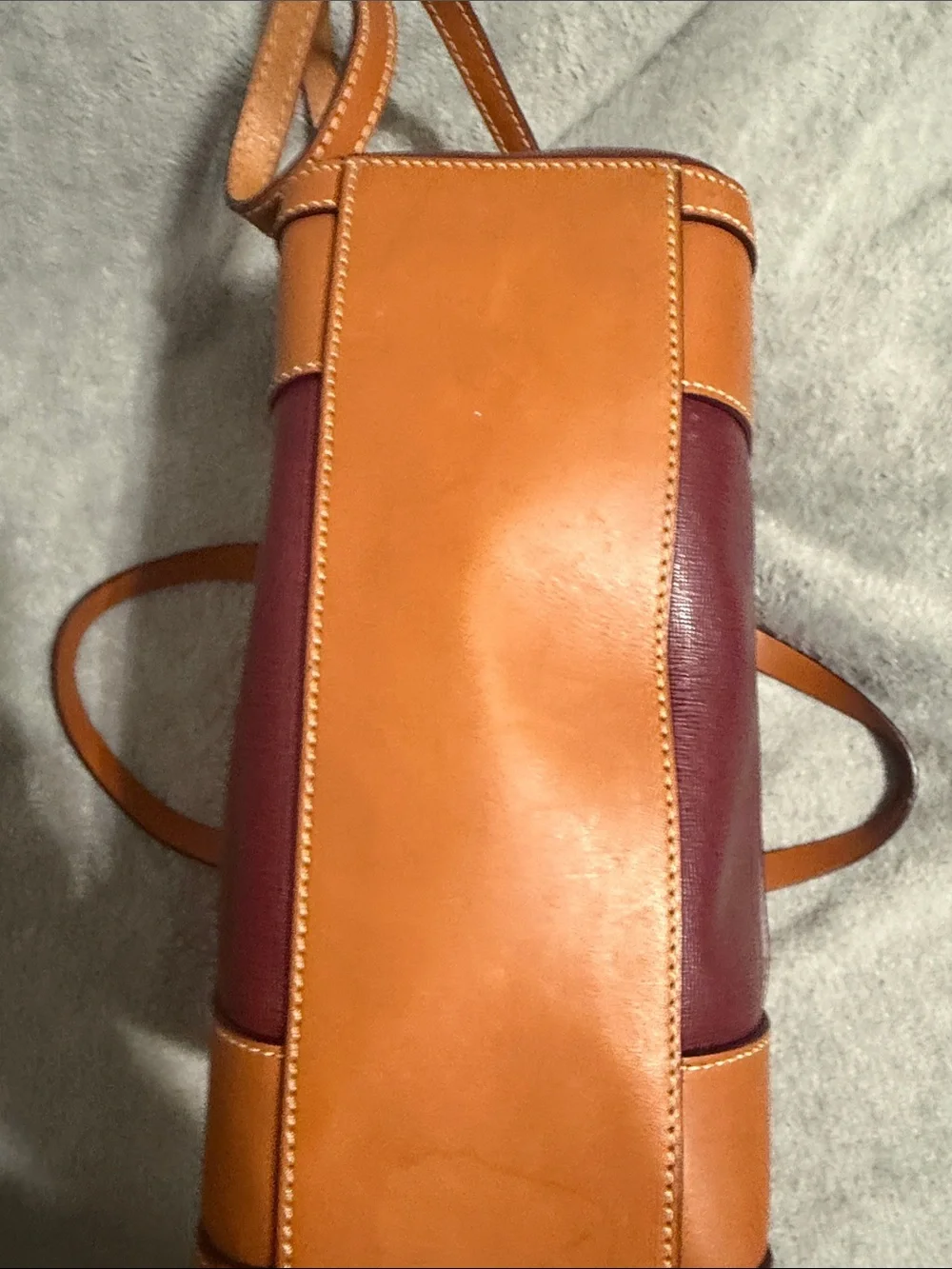 Dooney & Bourke Burgundy and Tan Leather Satchel